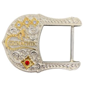 Fivela CrinaChik 2025-02 Prata Ouro Com Strass Detalhe Vermelho