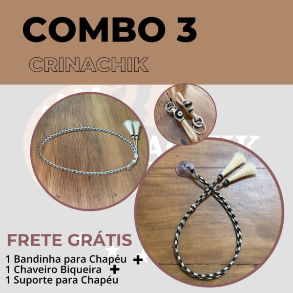 Combo3 Crinachik com Bandinha + Chaveiro Biqueira + Suporte para Chapéu